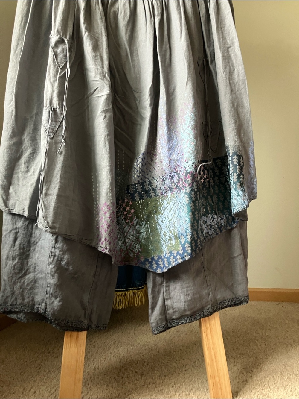 Blue Fish Boho Barclay Fusion Pant Skirt with Multicolor Hand Painted Design - Picture 7 of 13